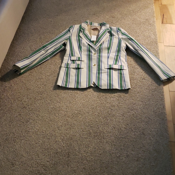 Tory Burch striped cotton blazer,  size 8 - Picture 5 of 8
